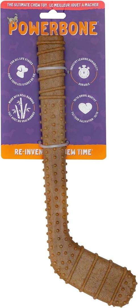 Powerbone Pet Chew Toy for Dogs - Durable, Non Toxic & Pet Safe - Best for Aggressive Chewers, Long Lasting Dental Health, Dog Teeth Cleaning, Dog Life Stages - Hockey Stick 12"