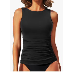 Daci Tankini Tops for Women High Neck Swim Top Tummy Control Bathing Suit Top Modest Swim Tank Top 20W