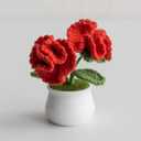 2 x Crochet Flowers Cute Potted Flower Birthday Teachers Day Graduation Anniversary Christmas Valentines Decor for Car Dashboard Home Office Decoration (Red Gorgeous Carnation)
