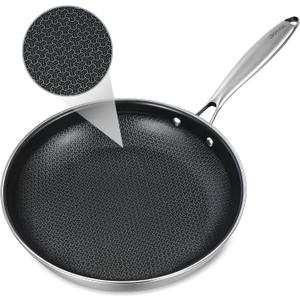 Lorchy Home 12 Inch Hybrid Nonstick Frying Pan, Stainless Steel Ceramic Skillet, PFAS PFOA PTFE Free Non Stick Pan for Family Meals & Steak, Induction Compatible, Oven Safe