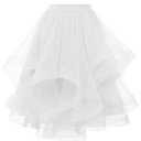 DRESSTELLS White Tulle Skirts for Women Midi A Line Elastic High Waisted Summer Tiered Layered Puffy Tutu Fluffy Wedding Party Birthday Skirt, White, S