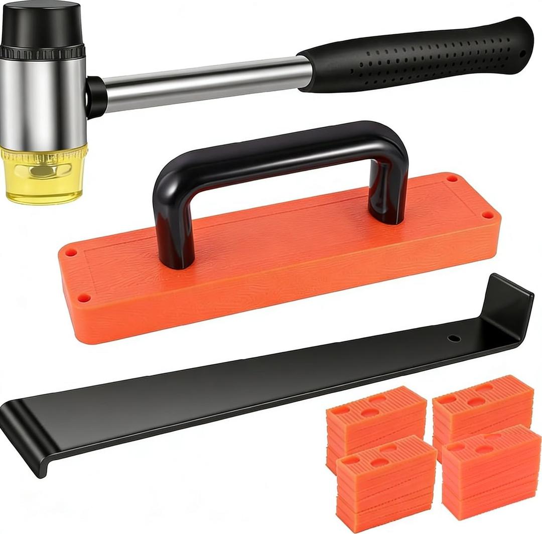 43-Piece Laminate Flooring Tools, LVP installation kit, Vinyl Flooring Tools, Tapping Block with Handle, Spacers, Double-Faced Mallet and Pull Bar (43-PIECE)