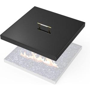 AJinTeby Fire Pit Lid Fits 18" Square Burner Pan, 21" x 21" Upgrade Porcelain Steel Fire Pit Burner Cover, Fire Pit Cover Rectangular Burner Pan