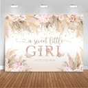 Mocsicka Boho Hello Baby Backdrop Boho Chic Pink Flowers Baby Shower Background A Sweet Little Girl is on The Way Party Cake Table Decorations Photo Booth (7x5ft)