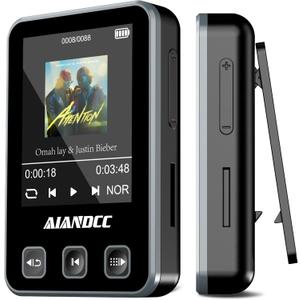 Mp3 Player with Bluetooth 5.3, HiFi Music Player with Sports Clip and Armband, 1.77-inch TFT Color Screen, 32GB mp3 Player for Kids Adults, Earphones Included, TF Card can be Inserted (black)