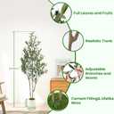 Alupssuc 5ft Olive Trees Artificial Indoor & Outdoor, Faux Olive Tree with Lively Artificial Trunk and Lifelike Fruits, Fake Potted Tree for Modern Home Office Living Room Decor
