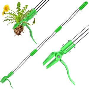 Weed Puller Tool - Stand Up Weed Remover Tool with 4-Claw Steel Head, 50" Adjustable Stainless Steel Handle Weeder Tool, Easily Remove Weeds Without Kneeling
