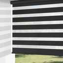 ChrisDowa Cordless Zebra Blinds for Windows, Dual Layer Free-Stop Light Filtering Window Roller Shades, Pull Down Privacy Zebra Shades for Home, Office, Bedroom, Door (71" W x 72" H, Black)