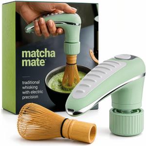 Matcha Mate Electric Powered Bamboo Whisk  Traditional Whisking with Electronic Precision  Rechargeable Portable Tea Frother, Stirrer, Mixer, Making Machine Set Accessories Kit  Gift (Gift Set)