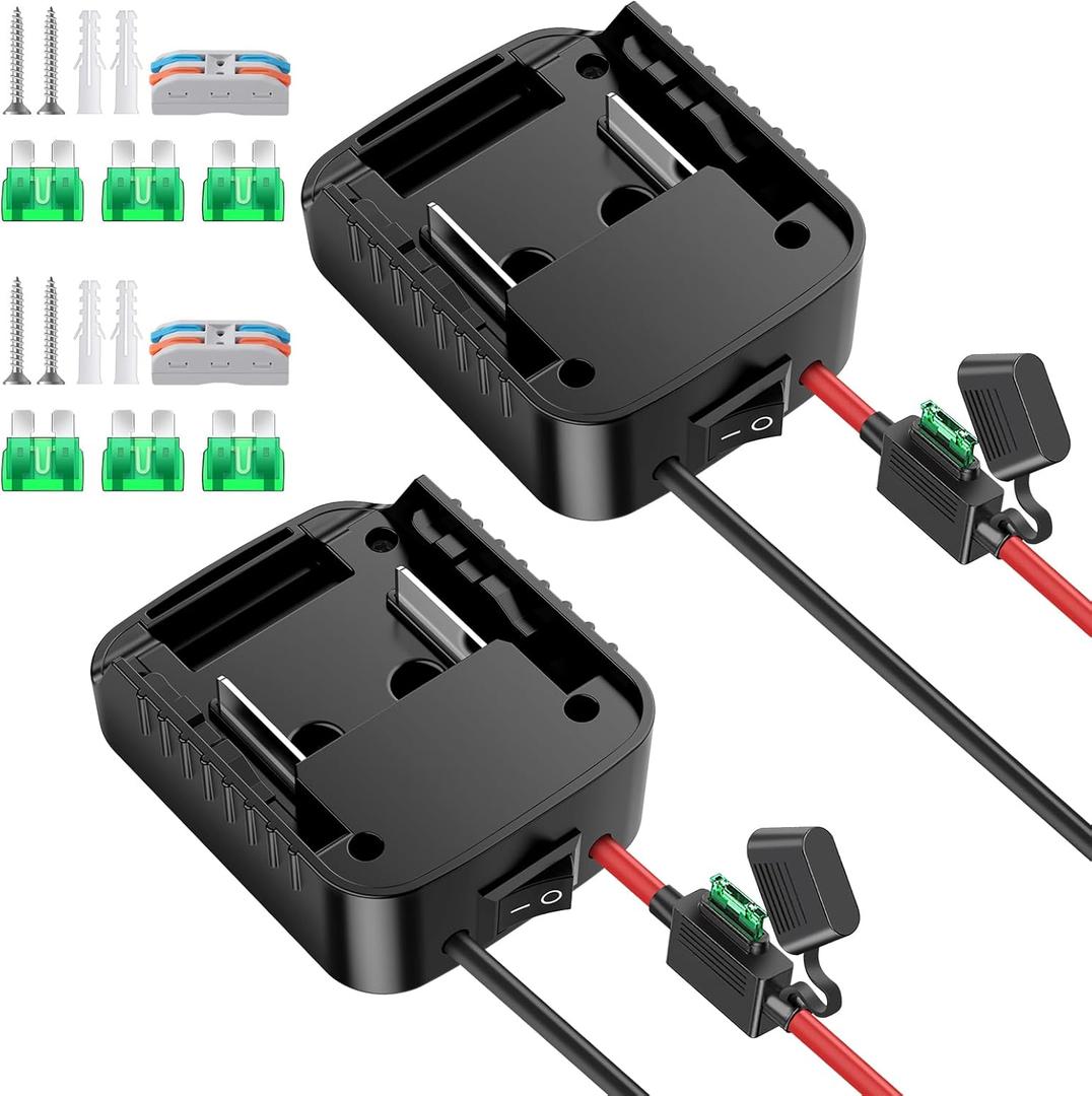 2 Packs for Power Wheel Adapter Compatible with Makita 18V Battery Adapter Converter Upgrade Kit with Fuse & Switch & Wire Terminals 12AWG Wire Battery Connector for DIY Ride On Truck and Rc Toys