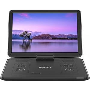 17.9" Portable DVD Player with 15.6" Large HD Screen, 6 Hours Rechargeable Battery, Support USB/SD Card/Sync TV and Multiple Disc Formats, High Volume Speaker,Black