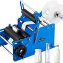 Bottle Labeling Machine with Swing Arm, Manual Round Bottle Labeler Label Applicator Adjustable Self-Adhesive Labeling Machine for 0.6-4.7 Cylinder (with Pressing bar)