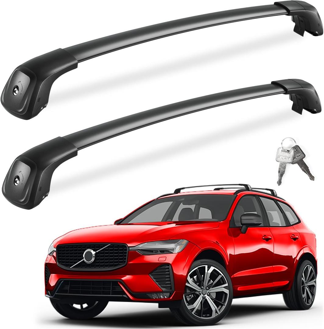 FengYu Lockable Roof Rack Cross Bars 260lbs Compatible with Volvo XC60 XC-60 2018-2026, Heavy Duty Aluminum Roof Rails Crossbars Bike Black Rooftop Cargo Carrier Luggage SUV Accessories