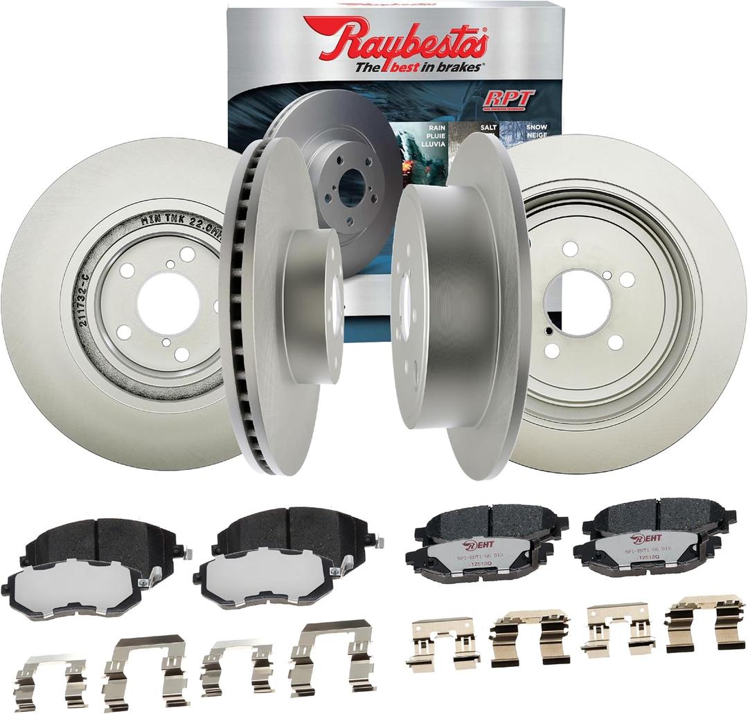 Raybestos Element3 E3V90039 Automotive Replacement Brake Kit for Front and Rear Coated Rotors and Hybrid Brake Pads for Subaru Forester/Impreza/Legacy/Outback, Subaru WRX