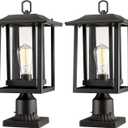Beionxii Outdoor Post Lights, Large Exterior Lamp Post Light Fixture with Pier Mount Base, Black Cast Aluminum w/Clear Glass (19" x 9") - A197P-2PK (NOT Solar, 110-120V AC), Extra Large