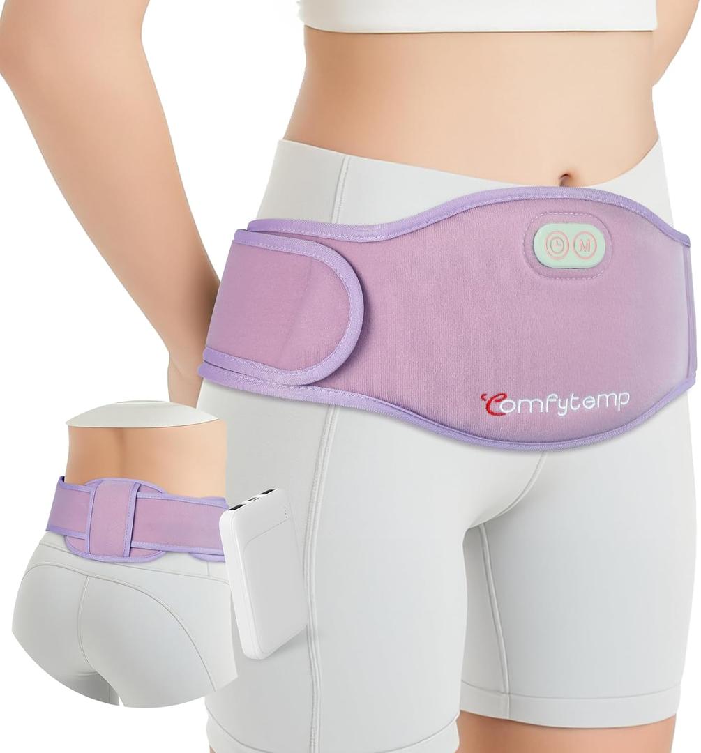 Comfytemp Portable Belly and Back Heating Pad for Period Soothing, FSA Eligible HSA Cordless Dual-Zone Menstrual Heating Pad Wearable Belt for Abdomen Waist Wireless, 3 Timer&Heat, Girl Women Daughter