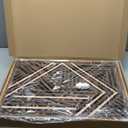 CHDITB Boho Geometric Wood Wall Art(Set of 3, 16"x24"), Large Modern Wooden Panel Hollow Line Art Decor, Rustic Abstract Minimalist Wall Hanging Artwork for Bedroom Living Room Office