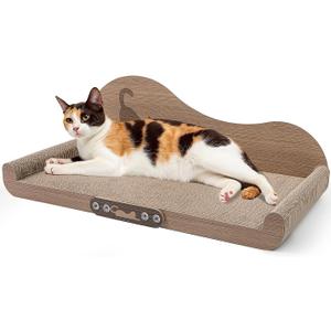 NATUYA Cat Scratcher Cardboard Lounge Bed, 24 Inch Large Cats Scratching Board Couch, Durable Cat Scartch Pad for Indoor Cats (Sofa Shape)