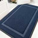 OLANLY Front Door Mat Indoor Outdoor Entrance, Waterproof All-Season, All-Weather Doormat, Sturdy Natural Rubber, Fade Resistant, Low Profile, Easy Clean Patio Porch Entryway Mat, 59x35, Blue