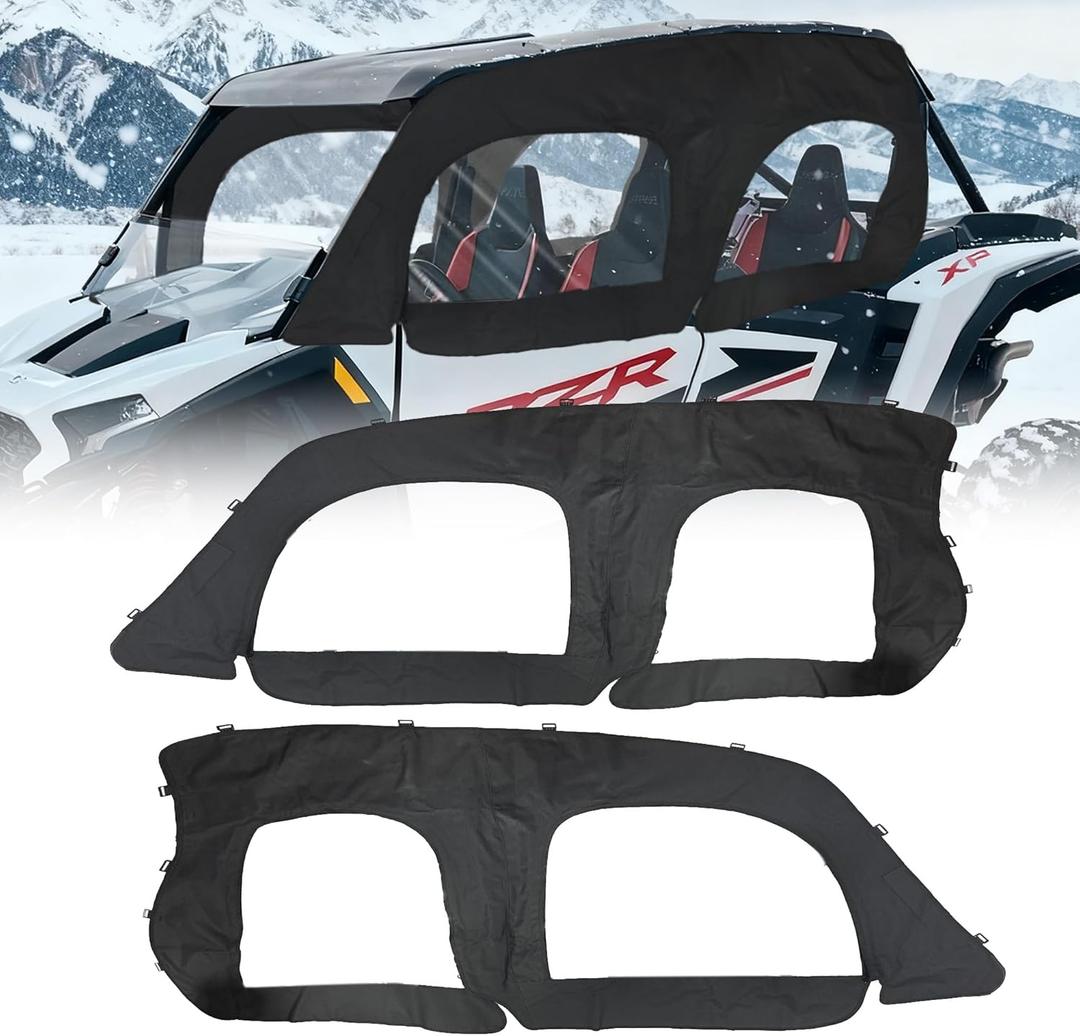 QYMOTO Polaris RZR XP 4 1000 Doors,2 Layers Canvas Upper Side Door Cab Enclosure for RZR XP1000 4 Seater Crew 2014-2025 Strong Zipper Open Window, Block Cold, Snow,Rain,Dust and Debris Outdoor