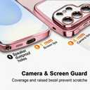 Misscase for Samsung Galaxy S26 Ultra with Magnetic Case 6.9", Compatible with MagSafe, Built-in Camera Lens Protector Full Protection,Soft TPU Cute Wavy Glitter Slim Border Phone Cover Rose Gold