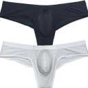 Jaxu Men Ice Silk Brazilian Bikini Underwear Enhance Pouch Mini Boxer Briefs Hight-Cut Underpants Hipster Boylegs 2-Pair(HB) XL