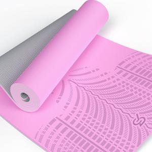 LOLLIPOP Thick Yoga Mat, Non-Slip Exercise Mat for Yoga, Pilates, Stretching Fitness & Exercise Mat with Easy-Cinch Carrier Strap, 72"L x 24"W x 1/ 4 Inch Thick, Pink & Grey