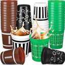 Tioncy 24 Pack Football Plastic Cups 16 oz Football Theme Reusable Cups 4 Designs Plastic Drinking Glass Bulk Assorted Sports Rugby Party Supply Drinkware for Coffee Beer Cream Snacks
