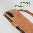 FLIPALM Wallet Case for iPhone 17 Series with Wrist Strap - PU Leather Folio Flip with Credit Card Holder & Kickstand, Protective Cover (Grayish-Brown, for iPhone 17)