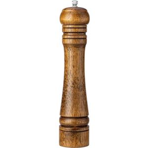 10 Inch Large Capacity Manual Oak Wood Salt and Pepper Mill Adjustable Ceramic Core for Even Grinding Kitchen Cooking Daily Seasoning Family Meals