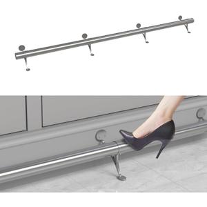 Bar Foot Rail Kit 4ft / 6ft / 8ft, Brushed Silver Bar Foot Rest Brackets with Internal Connector and End Caps, Stainless Steel Complete Undercounter Combination Mount Hardware and Tubing