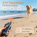 Meowant GPS Wireless Dog Fence & Dog Training Collar with Remote & Free APP, 82-7000ft Adjustable Range Electric Fence, 3 Training Modes, Waterproof LCD Collar for Dogs 10 Lbs+ Outdoor,Blue