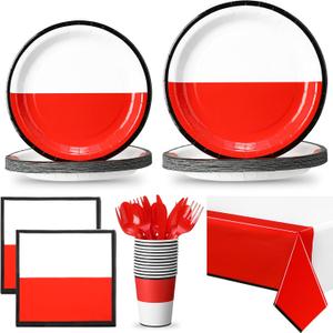 Pickmesh 176 Pieces Cartoon Ball Party Tableware Set Cartoon Animation Birthday Party Supplies Include Plates Napkins, Cup, Knives, Spoons Forks Tablecloth Serves 25 Guests