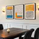 Framed Colorful Abstract Wall Art for Living Room, 3 Piece Mid Century Modern Canvas Paintings Prints Artwork for Walls, Large Modern Triptych Pictures Wall Decor for Bedroom Home Office, 16x24 Inch, 16" W x 24" H x 3Pcs