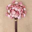 Ranunculus Artificial Flowers 18 Pcs, Faux Silk Mini Peonies Bulk Flowers for Vase, Fake Wedding Filler Flowers for DIY Bouquets, Centerpieces Arrangements Bridal Shower Decor, Dusty Rose