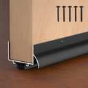 1-3/4" x 36" U Shaped Door Bottom Sweep with Drip Cap, Aluminum Weather Stripping Seal, Metal Screw-on Under Door Seal for Exterior Doors (Black, 1 Pack)