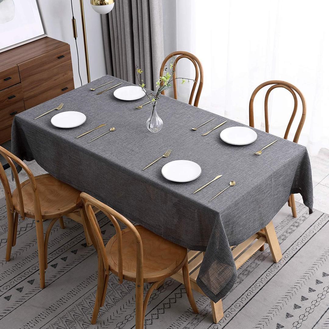 maxmill Flaxy Faux Linen Table Cloth with 2-Tone Slubby Texture Wrinkle Resistant Anti-Shrink Soft Tablecloth for Kitchen Dining Tabletop for Buffet Banquet Parties Rectangle 52 x 70 Inch Charcoal