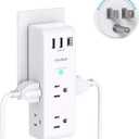 Surge Protector Outlet Extender with Rotating Plug - One Beat 6 AC Multi Plug Outlet with 3 USB Ports (1 USB C), 1800J Wall Charger, 3-Sided Power Strip Spaced Outlet Splitter for Home Office Travel (White)