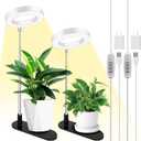 LORDEM Plant Grow Light, Full Spectrum Halo Desk Light, Height Adjustable 7.8"-26", LED Growing Lamp, Automatic Timer 4H/8H/12H, 4 Level Dimmable, Ideal for Indoor Plants, White, 2 Pack
