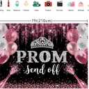 7x5ft Prom Send Off 2026 Backdrop Rose Gold Glitter Graduation Photography Background Congrats 2026 Grad Graduation Prom Night Party Photo Booth Supplies Banner