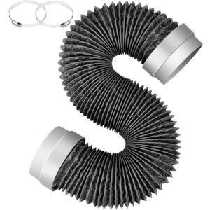 8FT Dryer Vent Hose 4 Inch, Flexible Aluminum Dryer Duct with Rubber Seal Connectors, Insulated Dryer Exhaust Hose Vent Pipe for Tight Spaces, Easy-Install Dryer Vent Connector Kit (Dark Grey)