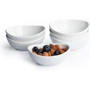 Dipping Bowls, 3 OZ Small Serving Bowls for Side Dishes,Set of 6 Mini Appetizer Plates for Condiment Sushi Ketchup, Porcelain, Tomato Sauce, Soy Sauce Dish Ceramic (4 Inch(3 Ounce))