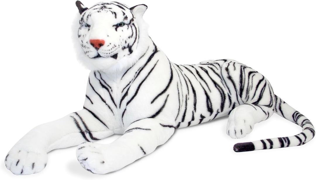 Melissa & Doug Giant Siberian White Tiger - Lifelike Stuffed Animal (over 5 feet long) - Extra Large, Plush Lifesize Tiger For Ages 3+