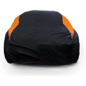 MORNYRAY Waterproof Car Cover All Weather Snowproof UV Protection Windproof Outdoor Full car Cover, Universal Fit for Sedan (Orange, A6-Fit Sedan Length(207-216 inch)
