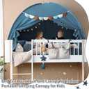 Razee Full Size Bed Canopy for Kids, Toddler Bed Tent Dream Playhouse Privacy Floor Sleeping Tents Indoor Under Bunk Bed Tent with Pennant Banners, Kid House Toys for Boys Girl Birthday Gift
