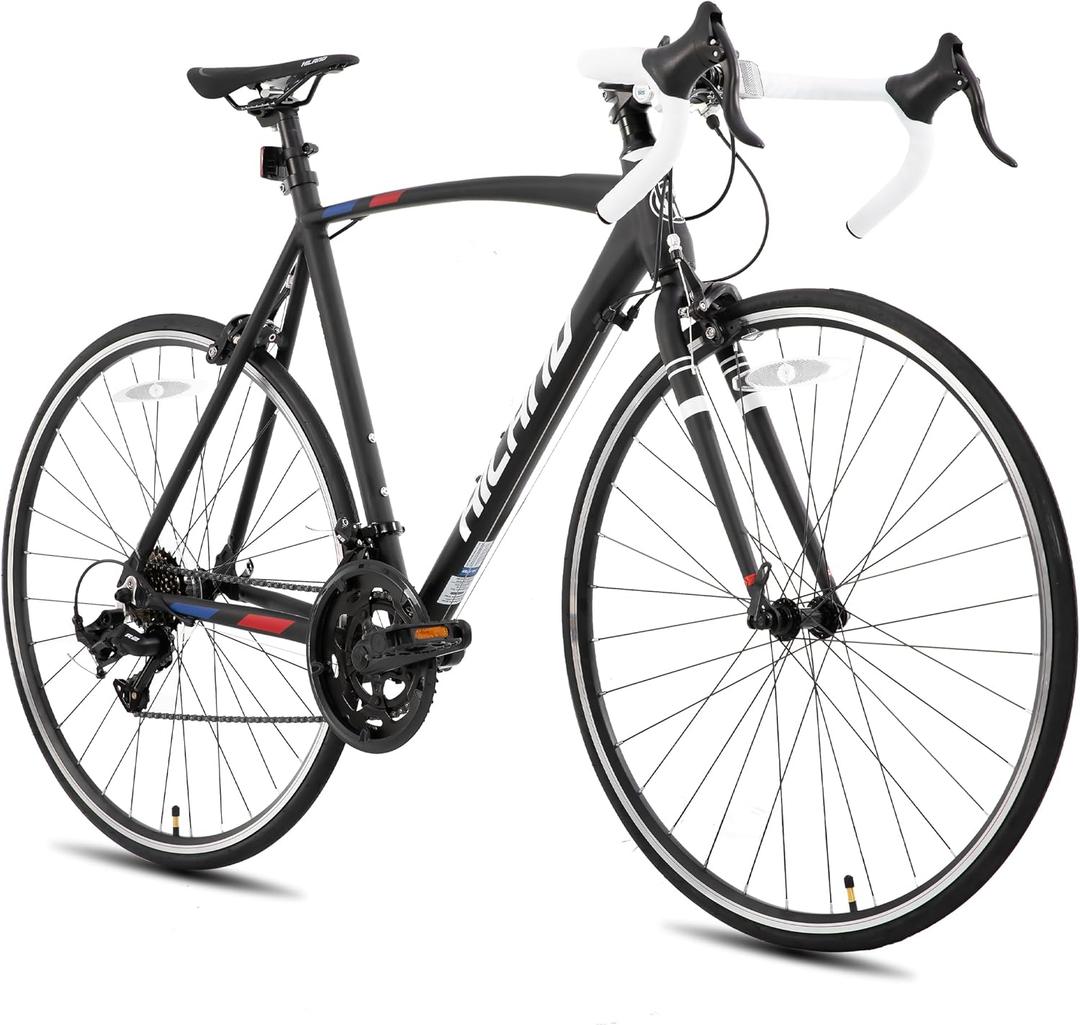 HILAND 700C Road Bike, 14 Speeds Sport Bike, Light Weight Aluminum Frame, Racing Bike for Men Women Adult Bicycle (570 mm frame, black)