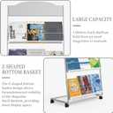 Floor-Standing Magazine Rack 4-Layer with Wheels, Semi-arched top Brochure Display Stand, High-hardness metal for Exhibitions, Office, and Any Organization Requiring Information Display (Arc-Sliver)