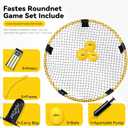 Outdoor Beach Ball Game Includes 3 Balls, Net and Carrying Bag -Roundnet Game Set for Adults, Kids, and Family - Perfect for Beach, Yard, Lawn, Backyard, and Park, Yellow 