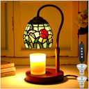 Candle Warmer Lamp - Hummingbird Candle Lamps Timer Dimmer, Tiffany Style Stained Glass Candle Warming Lamp Compatible with Small Jar Candles Gifts for Her, for Mom Wax Melt Warmer for Home Decor