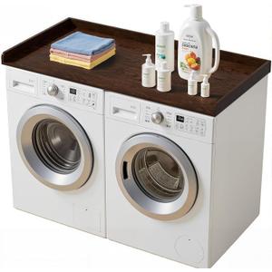 Laundry Washer Dryer Countertop: 54"X27.5" Wood Washing Machine Topper, Wooden Laundry Table Storage Organization with Edge, Cover Guard Organizer for Washer Dryer Laundry Room Counter Top